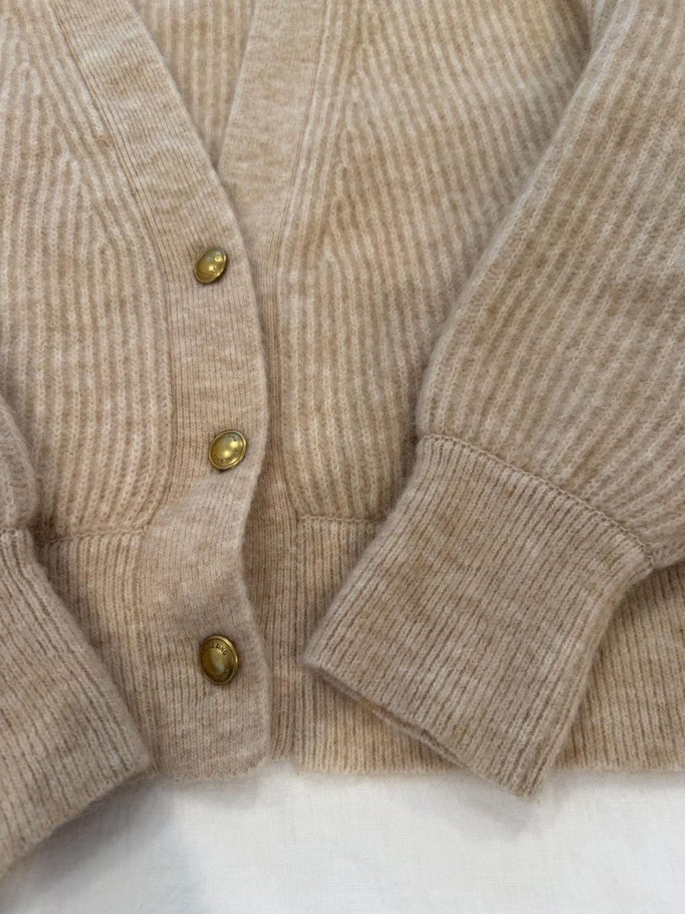 Anine Bing Maxwell Cardigan: mohair, gold buttons, oatmeal - Picture 7 of 13